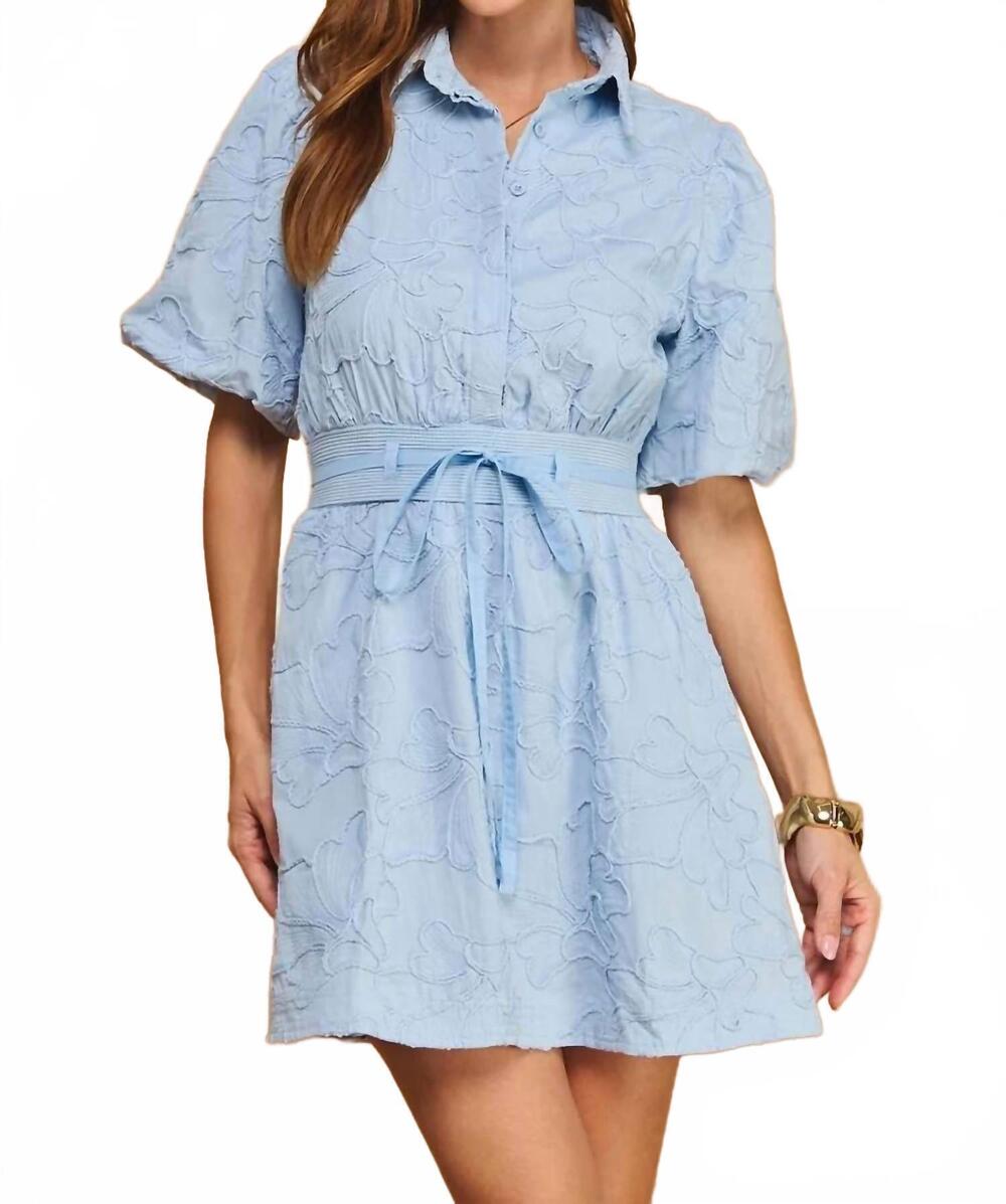 NEW STRUT & BOLT heather floral embroidered dress in chambray